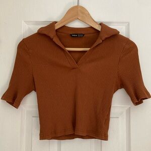 SHEIN Cropped Ribbed Polo